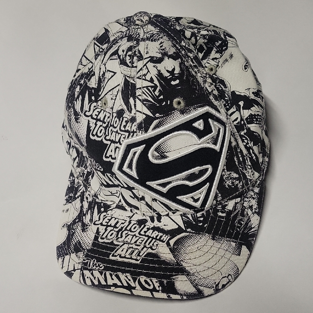 Superman DC Comics Graphic Comic Black and White Cap
